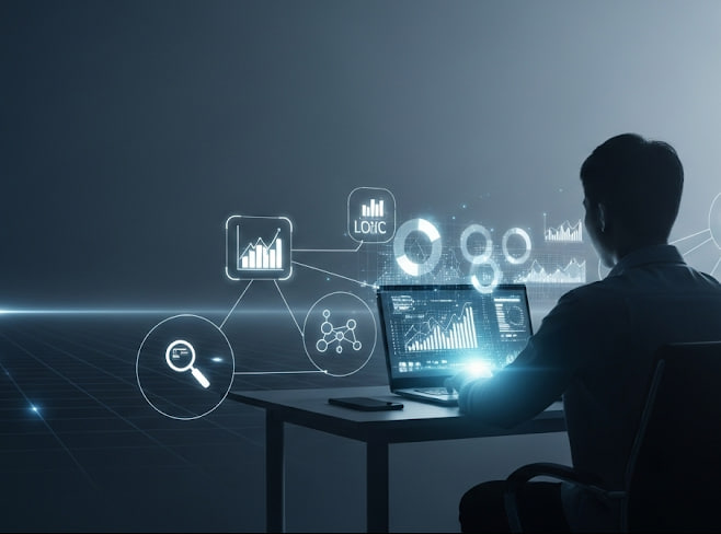 تصویر یک فرد پشت سیستم برای دیدن نمودار